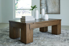 Bay Furniture Gallery - Ashley Furniture - Rosswain Lift-Top Coffee Table - Lift Top Cocktail Table / Warm Brown - T763-9