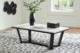 Bay Furniture Gallery - Ashley Furniture - Fostead Coffee Table - Rectangular Cocktail Table / White/Espresso - T770-1