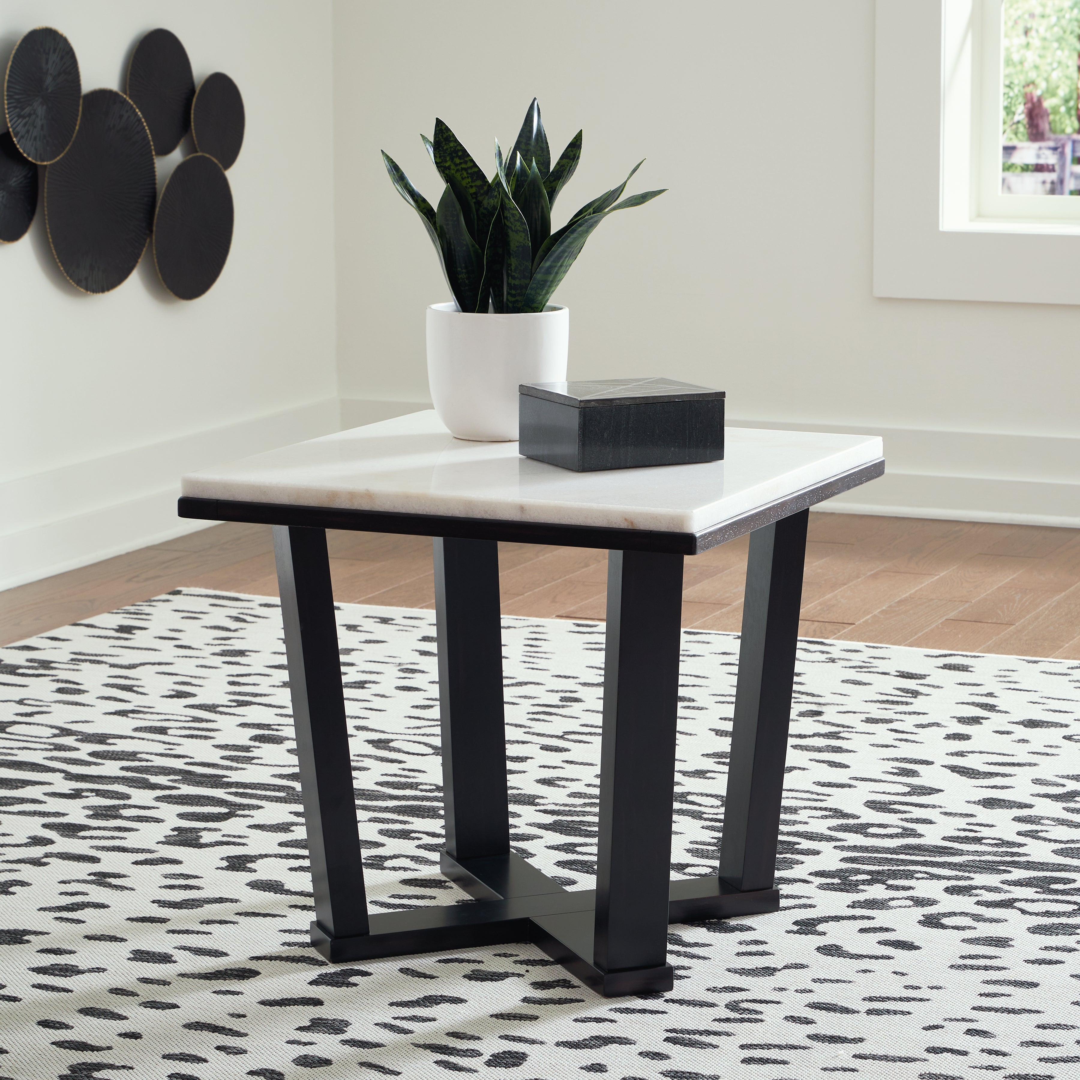 Bay Furniture Gallery - Ashley Furniture - Fostead End Table - Square End Table / White/Espresso - T770-2