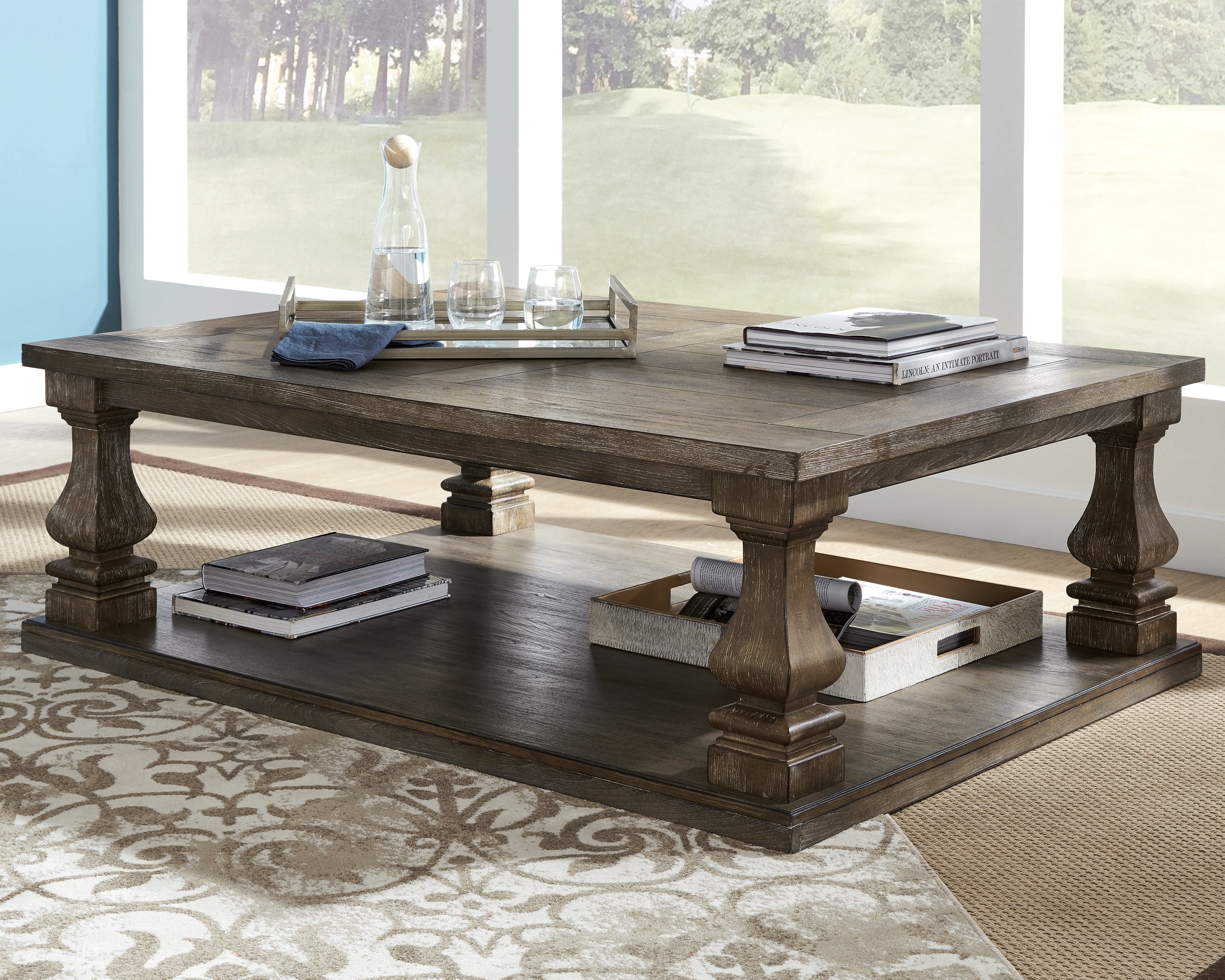 Bay Furniture Gallery - Ashley Furniture - Johnelle Coffee Table - Rectangular Cocktail Table / Gray - T776-1
