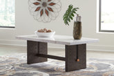 Bay Furniture Gallery - Ashley Furniture - Burkhaus Coffee Table - Rectangular Cocktail Table / White/Dark Brown - T779-1