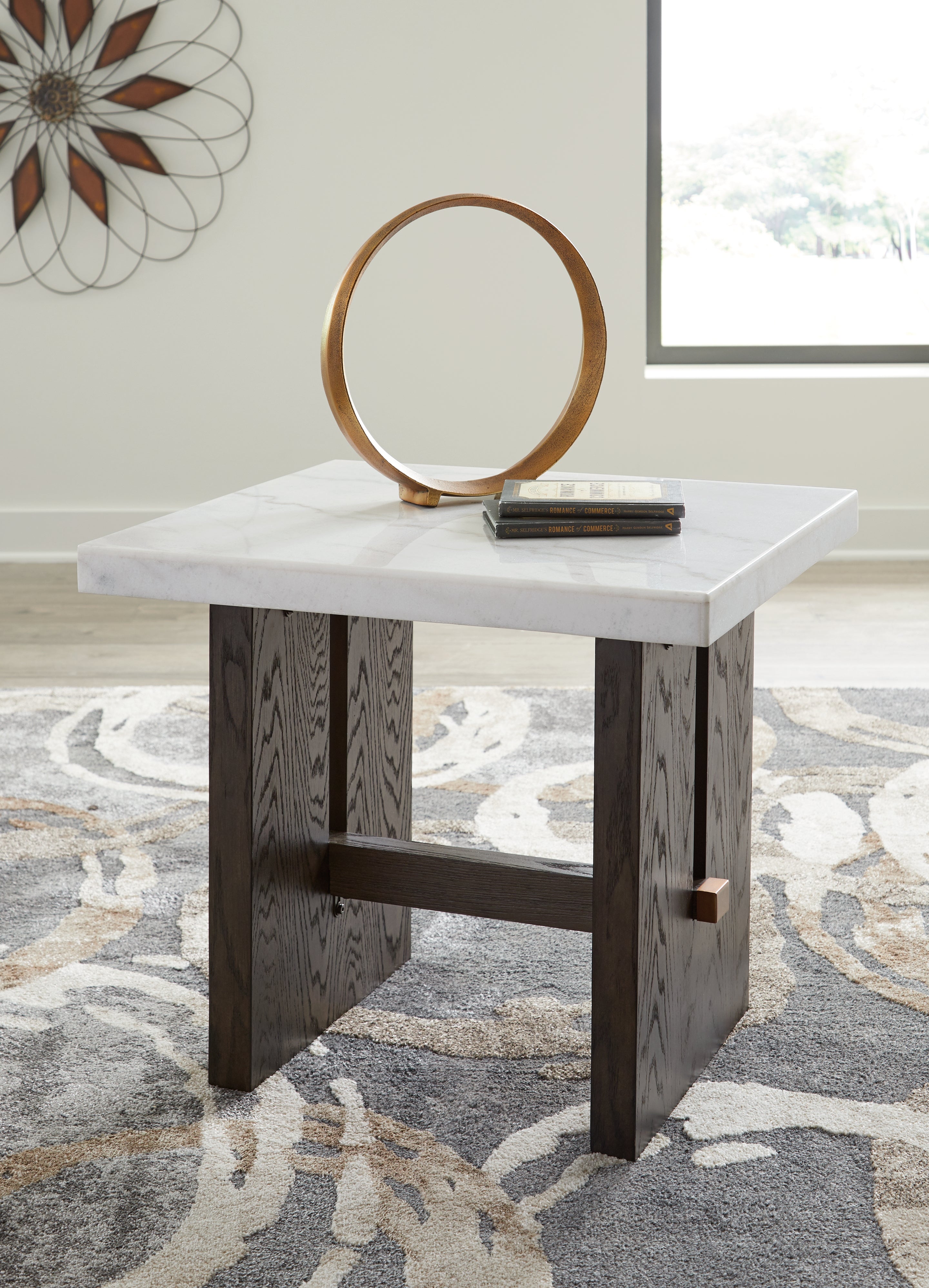 Bay Furniture Gallery - Ashley Furniture - Burkhaus End Table - Rectangular End Table / White/Dark Brown - T779-3