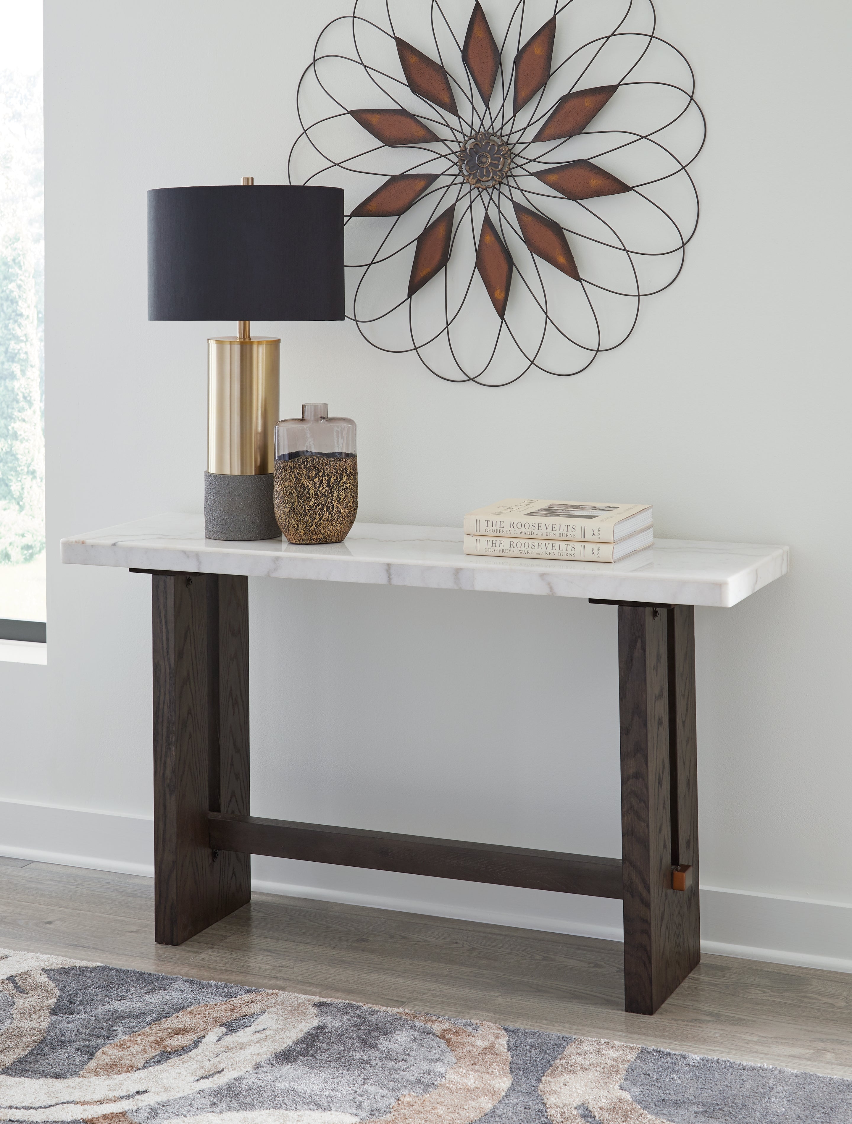 Bay Furniture Gallery - Ashley Furniture - Burkhaus Sofa Table - Sofa Table / White/Dark Brown - T779-4
