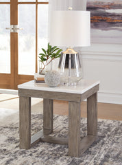 Bay Furniture Gallery - Ashley Furniture - Loyaska End Table - Rectangular End Table / Grayish Brown/White - T854-3
