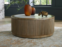 Bay Furniture Gallery - Ashley Furniture - Camdill Coffee Table - Round Cocktail Table / Light Brown/White - T808-8