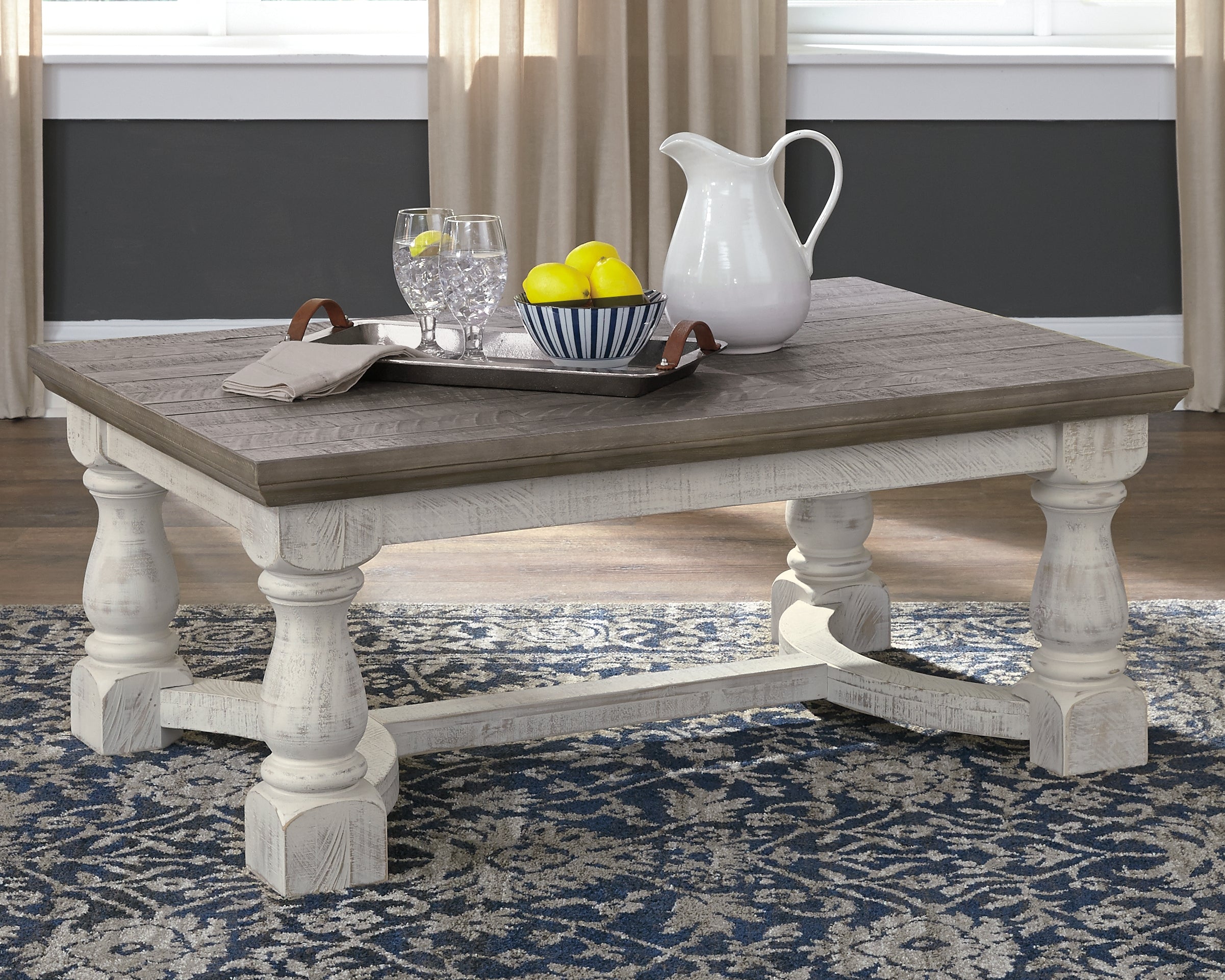 Bay Furniture Gallery - Ashley Furniture - Havalance Coffee Table - Rectangular Cocktail Table / Gray/White - T814-1