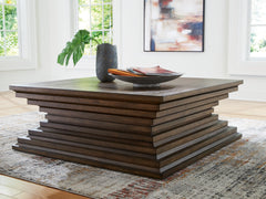Bay Furniture Gallery - Ashley Furniture - Hannodream Coffee Table - Square Cocktail Table / Warm Brown - T821-8