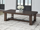 Bay Furniture Gallery - Ashley Furniture - Breckington Coffee Table - Rectangular Cocktail Table / Dark Brown - T856-1