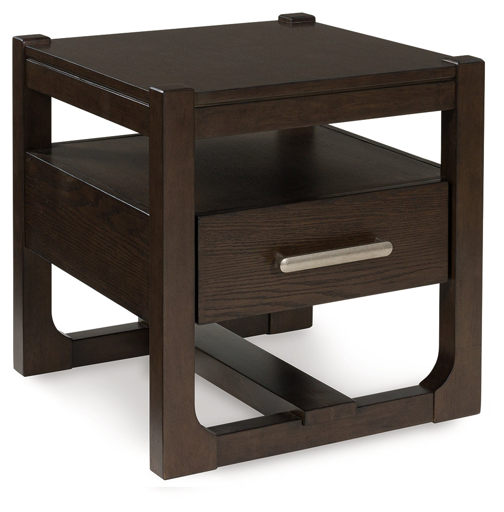 Bay Furniture Gallery - Ashley Furniture - Breckington End Table - Rectangular End Table / Dark Brown - T656-3