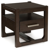 Bay Furniture Gallery - Ashley Furniture - Breckington End Table - Rectangular End Table / Dark Brown - T656-3