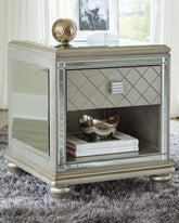 Bay Furniture Gallery - Ashley Furniture - Chevanna End Table - Rectangular End Table / Platinum - T942-3