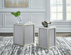 Bay Furniture Gallery - Ashley Furniture - Traleena Nesting End Table (Set of 2) - Nesting End Tables (Set of 2) / Silver Finish - T957-16