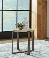 Bay Furniture Gallery - Ashley Furniture - Dalenville End Table - Round End Table / Gray - T965-6