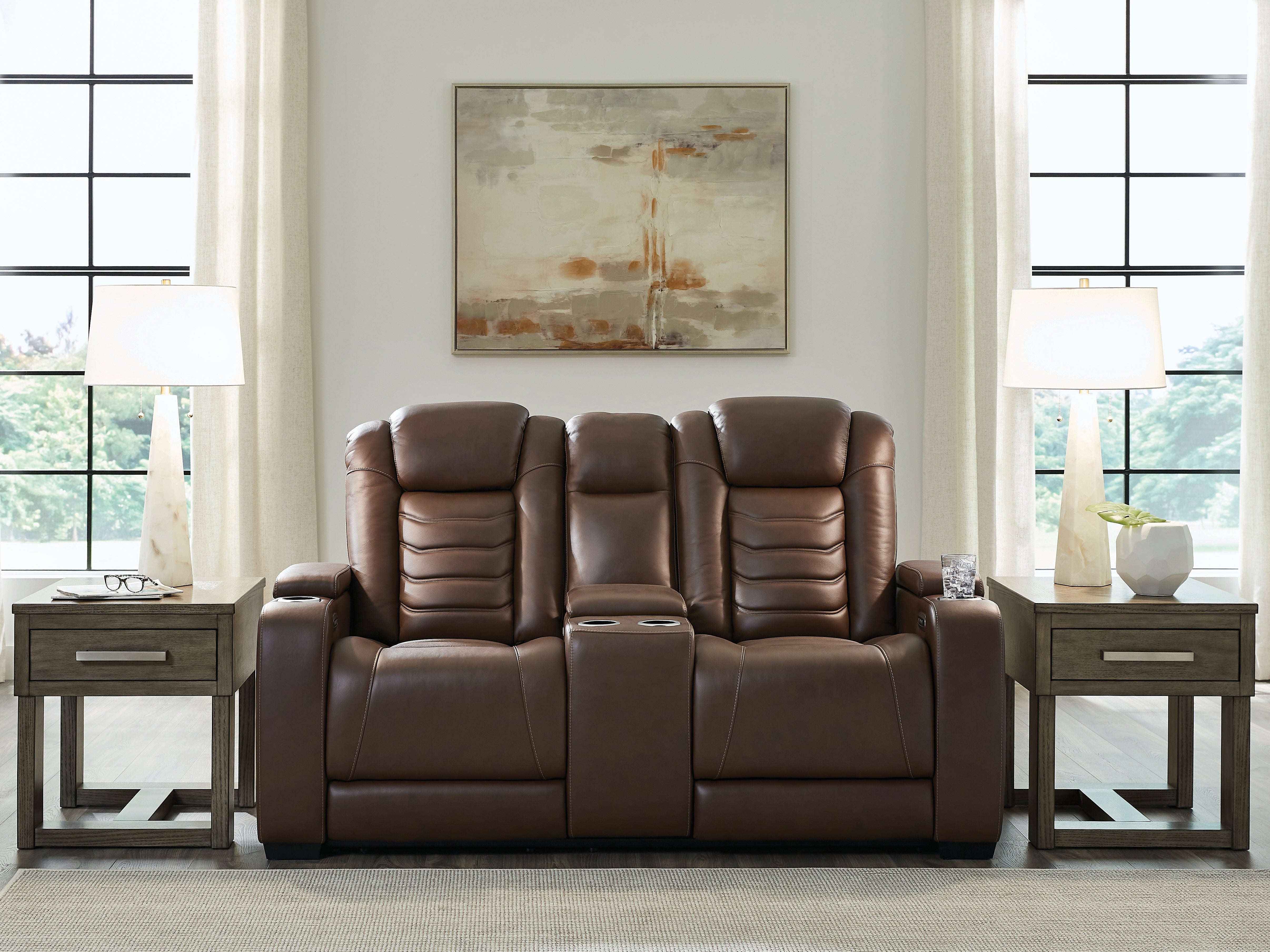 Bay Furniture Gallery - Ashley Furniture - High Impact Living Room - PWR Recliner/ADJ Headrest / Tobacco - U1060113