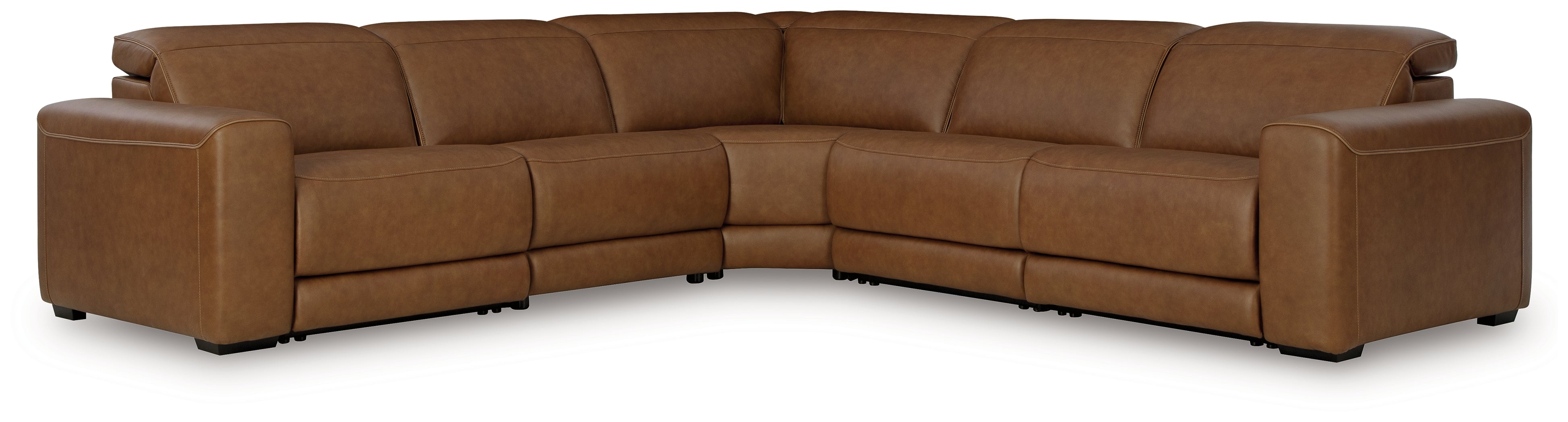 Bay Furniture Gallery - Ashley Furniture - Magic Man Sectional - 6-Piece Power Reclining Sectional with Console / Caramel - PCU10700S8