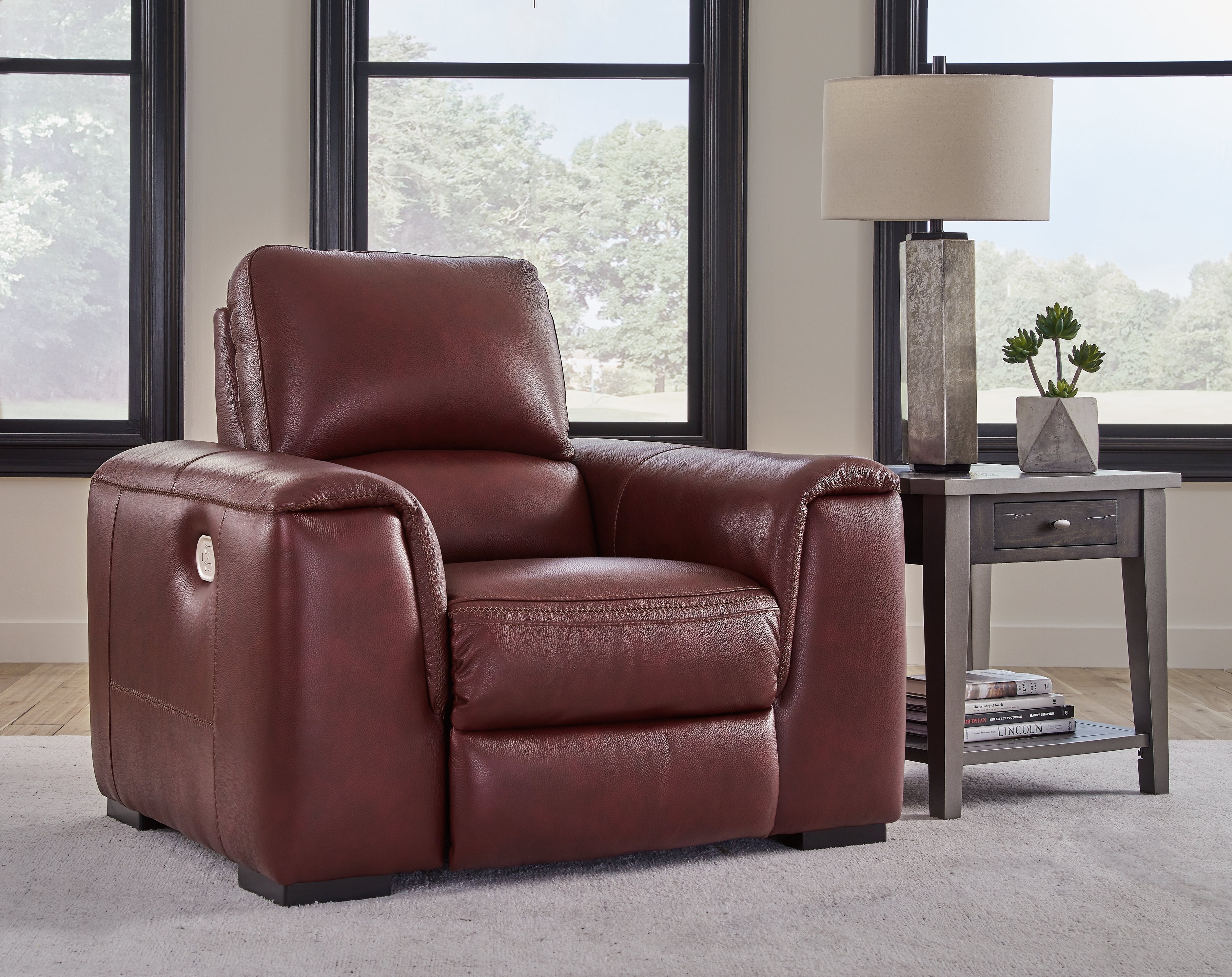 Bay Furniture Gallery - Ashley Furniture - Alessandro Living Room - PWR REC Loveseat/CON/ADJ HDRST / Garnet - U2550118