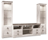 Bay Furniture Gallery - Ashley Furniture - Willowton 3-Piece Entertainment Center - 3-Piece Entertainment Center / Whitewash - W267W16