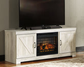 Bay Furniture Gallery - Ashley Furniture - Bellaby 63" TV Stand with Electric Fireplace - 63" TV Stand with Electric Fireplace / Whitewash - W331W9