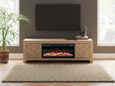 Bay Furniture Gallery - Ashley Furniture - Cayboni 71" TV Stand with Electric Fireplace - 71" TV Stand with Electric Fireplace / Tan - W3787W1