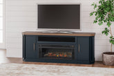 Bay Furniture Gallery - Ashley Furniture - Landocken 83" TV Stand - 83" / Brown/Blue - W402-68