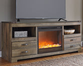 Bay Furniture Gallery - Ashley Furniture - Trinell 63" TV Stand with Electric Fireplace - 63" TV Stand with Electric Fireplace / Brown - W446W5