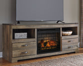 Bay Furniture Gallery - Ashley Furniture - Trinell 63" TV Stand with Electric Fireplace - 63" TV Stand with Electric Fireplace / Brown - W446W9