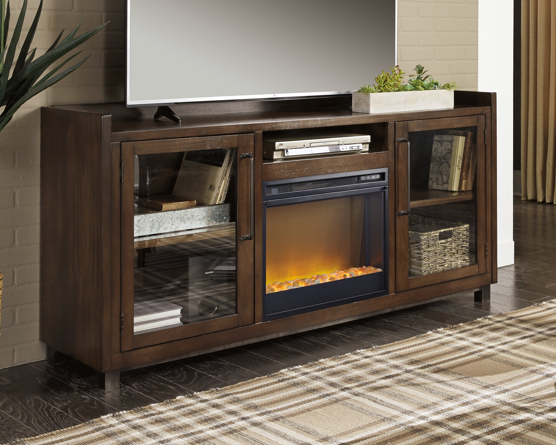 Bay Furniture Gallery - Ashley Furniture - Starmore 70" TV Stand with Electric Fireplace - 70" TV Stand with Electric Fireplace / Brown - W633W4
