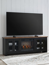 Bay Furniture Gallery - Ashley Furniture - Wildenauer 76" TV Stand with Electric Fireplace - 76" TV Stand with Electric Fireplace / Brown/Black - W664W1