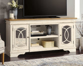 Bay Furniture Gallery - Ashley Furniture - Realyn 74" TV Stand - 74" / Chipped White - W743-68