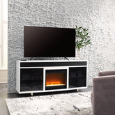 Bay Furniture Gallery - Ashley Furniture - Gardoni 72" TV Stand with Electric Fireplace - 72" TV Stand with Electric Fireplace / White/Black - W756W1