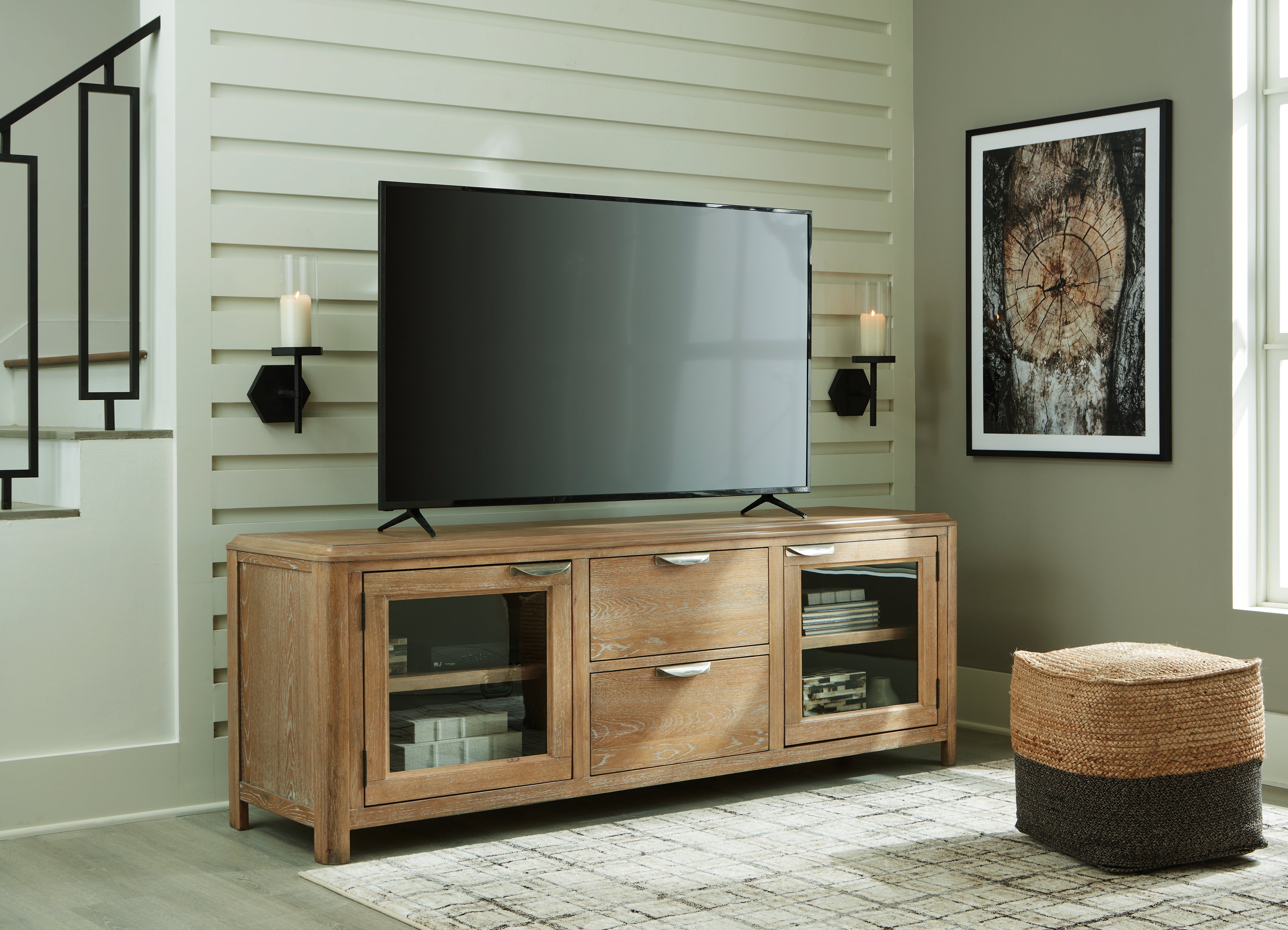 Bay Furniture Gallery - Ashley Furniture - Rencott 80" TV Stand - 80" / Light Brown - W781-68