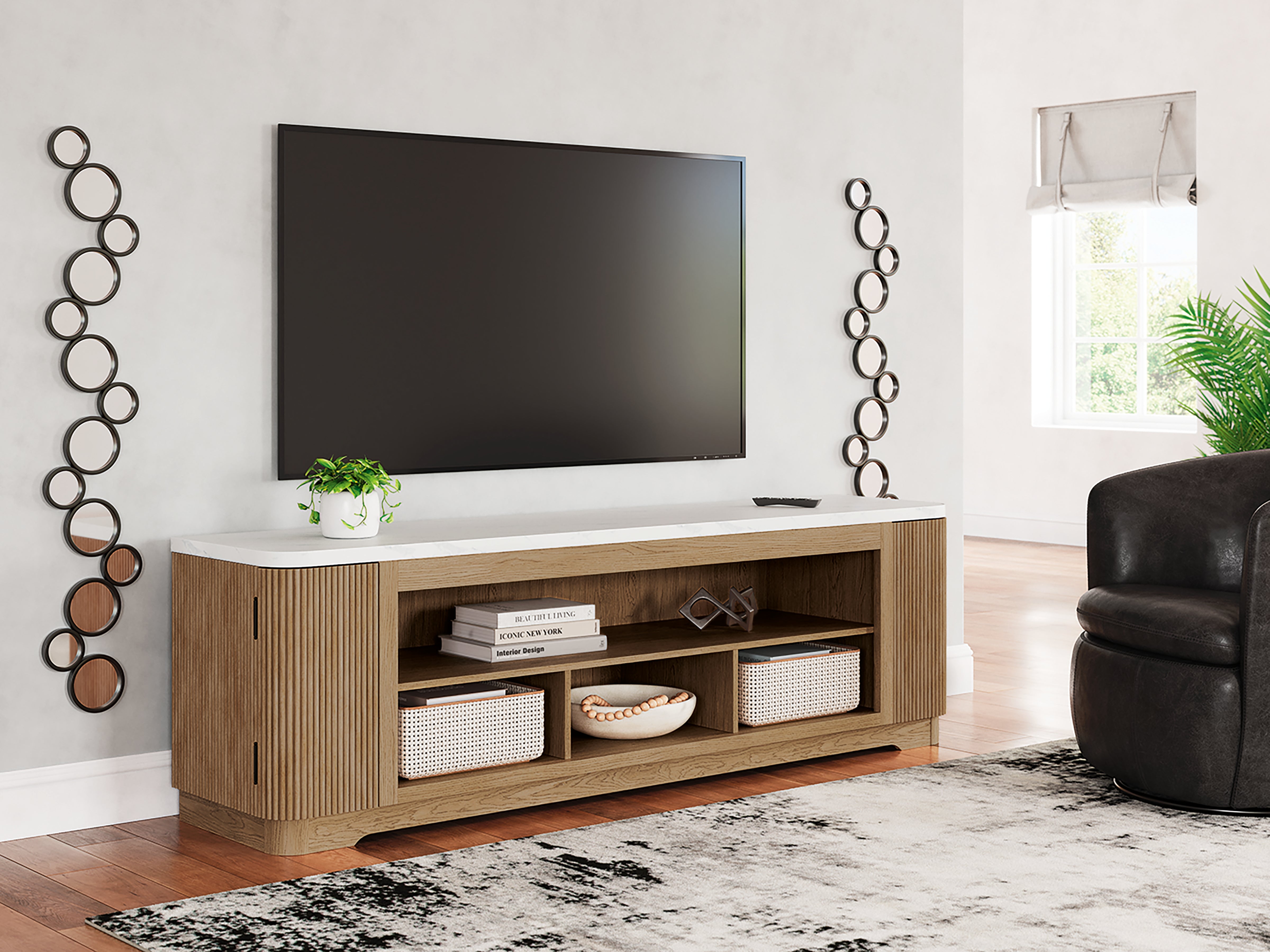 Bay Furniture Gallery - Ashley Furniture - Camdill 80" TV Stand - 80" / Light Brown - W808-68
