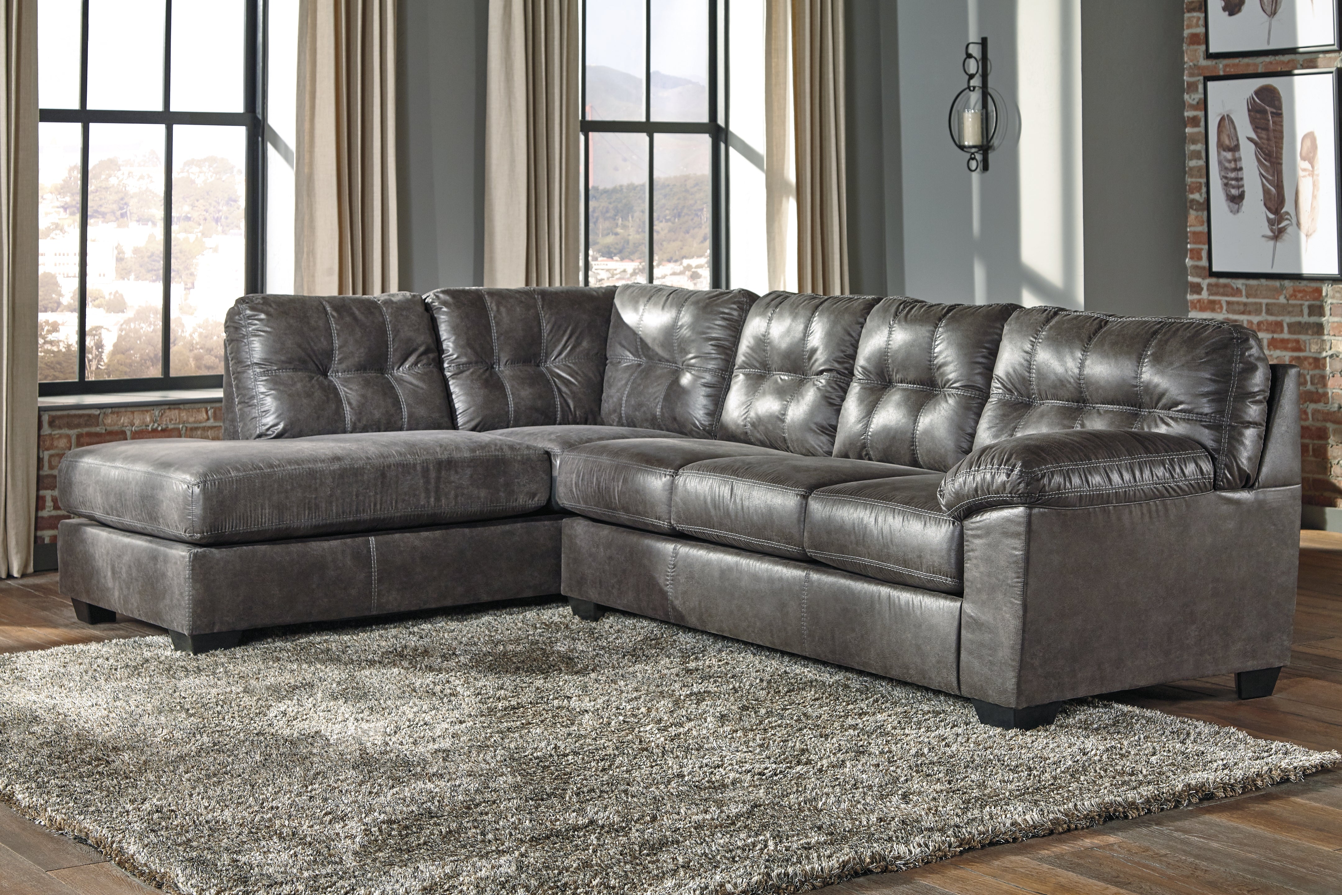 Bay Furniture Gallery - Ashley Furniture - Fallston Sectional - RAF 2-Piece Sectional with Chaise / Slate - 17221S1