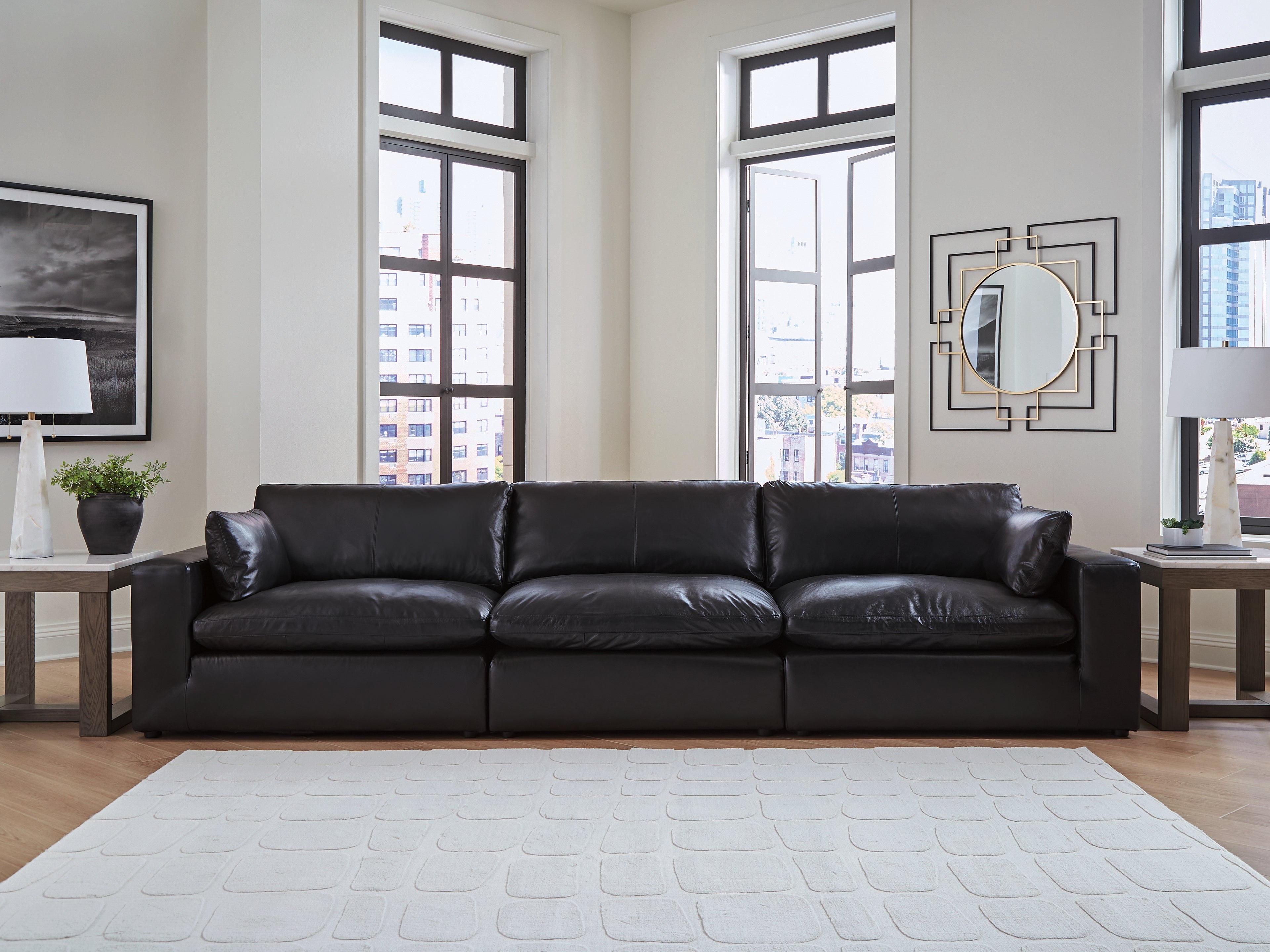 Bay Furniture Gallery - Ashley Furniture - Emilia Sectional - RAF 3-Piece Sectional Sofa / Black - 30902S2