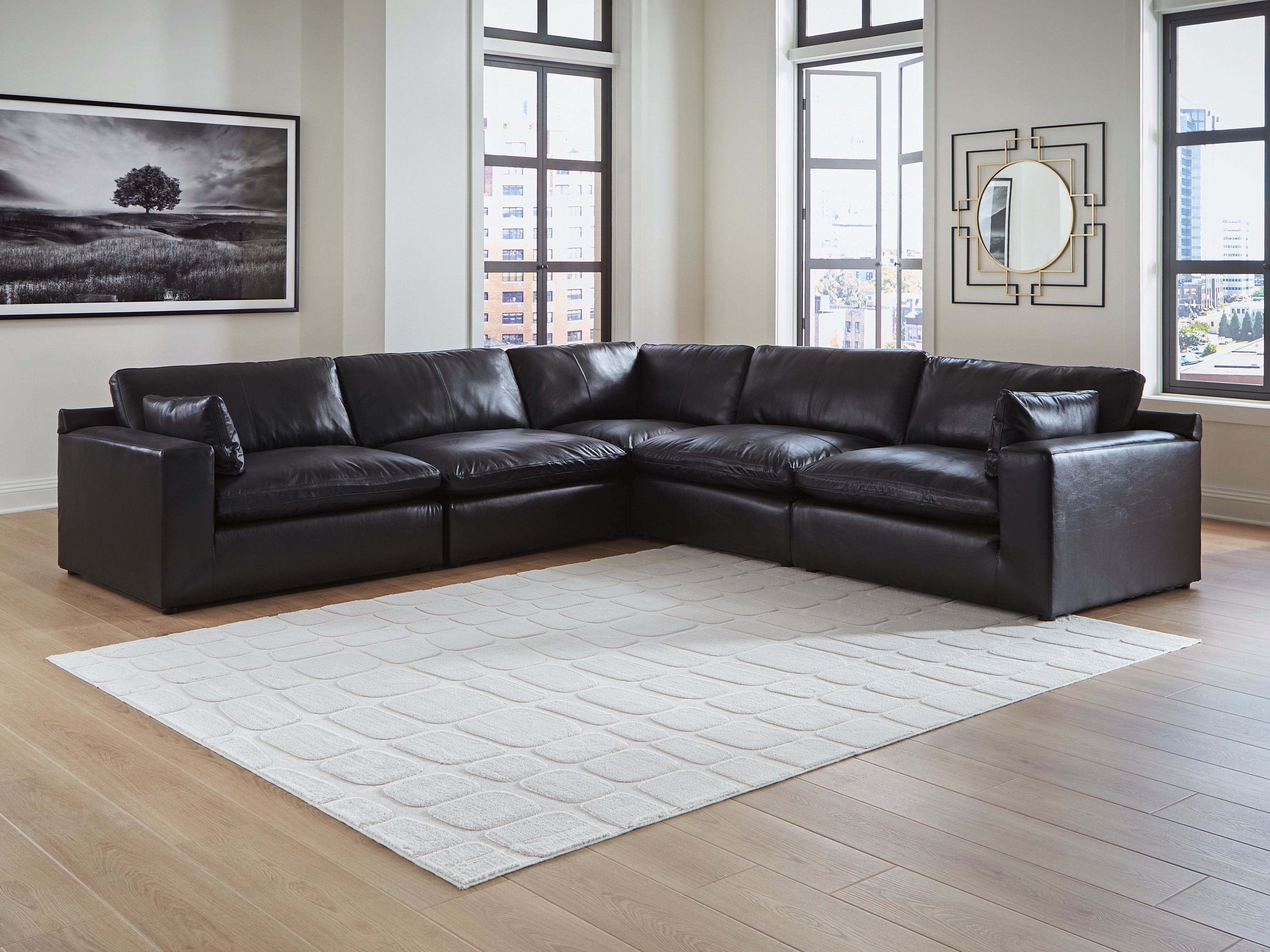 Bay Furniture Gallery - Ashley Furniture - Emilia Sectional - RAF 5-Piece Sectional / Black - 30902S4