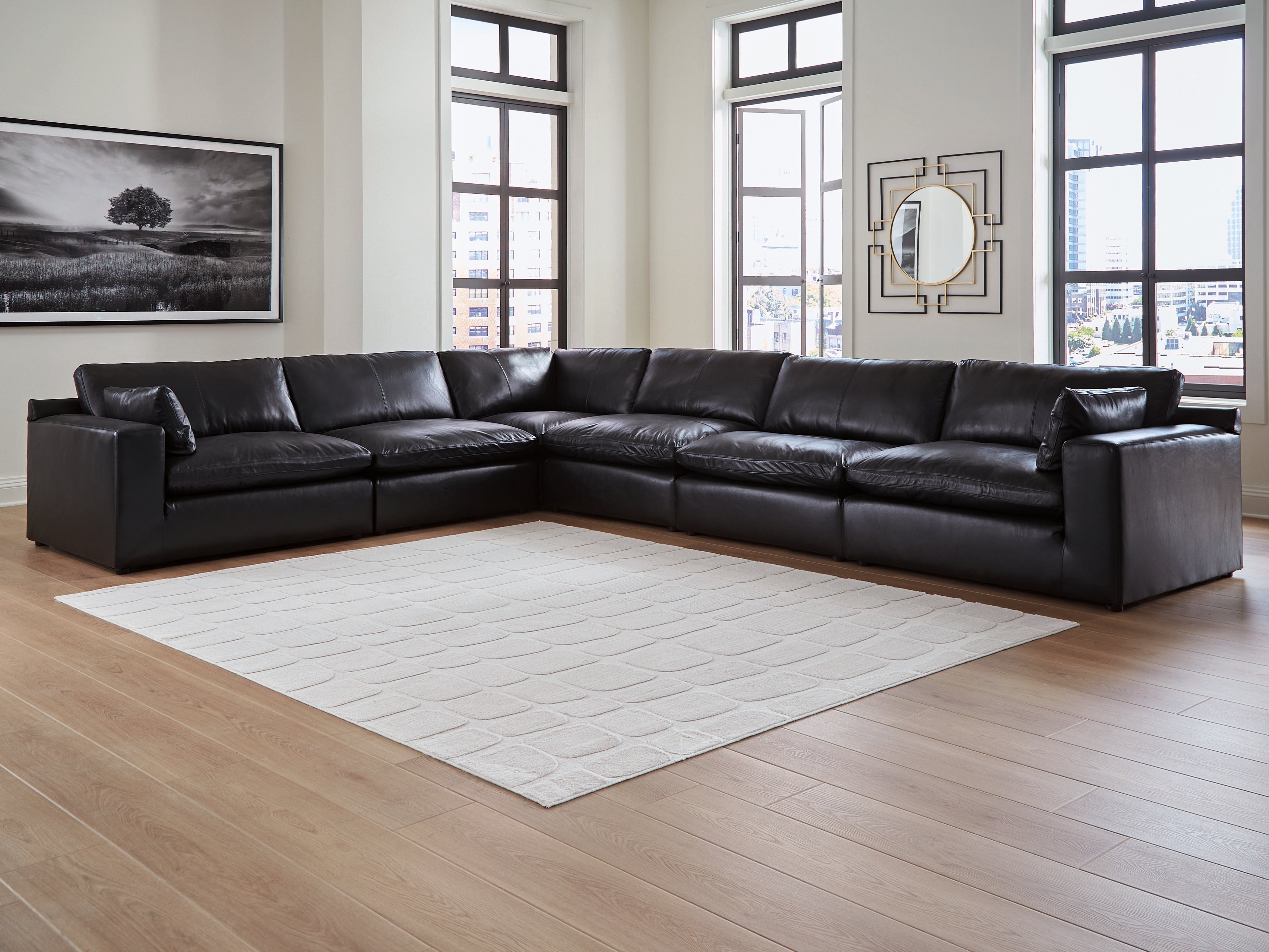 Bay Furniture Gallery - Ashley Furniture - Emilia Sectional - RAF 6-Piece Sectional / Black - 30902S5