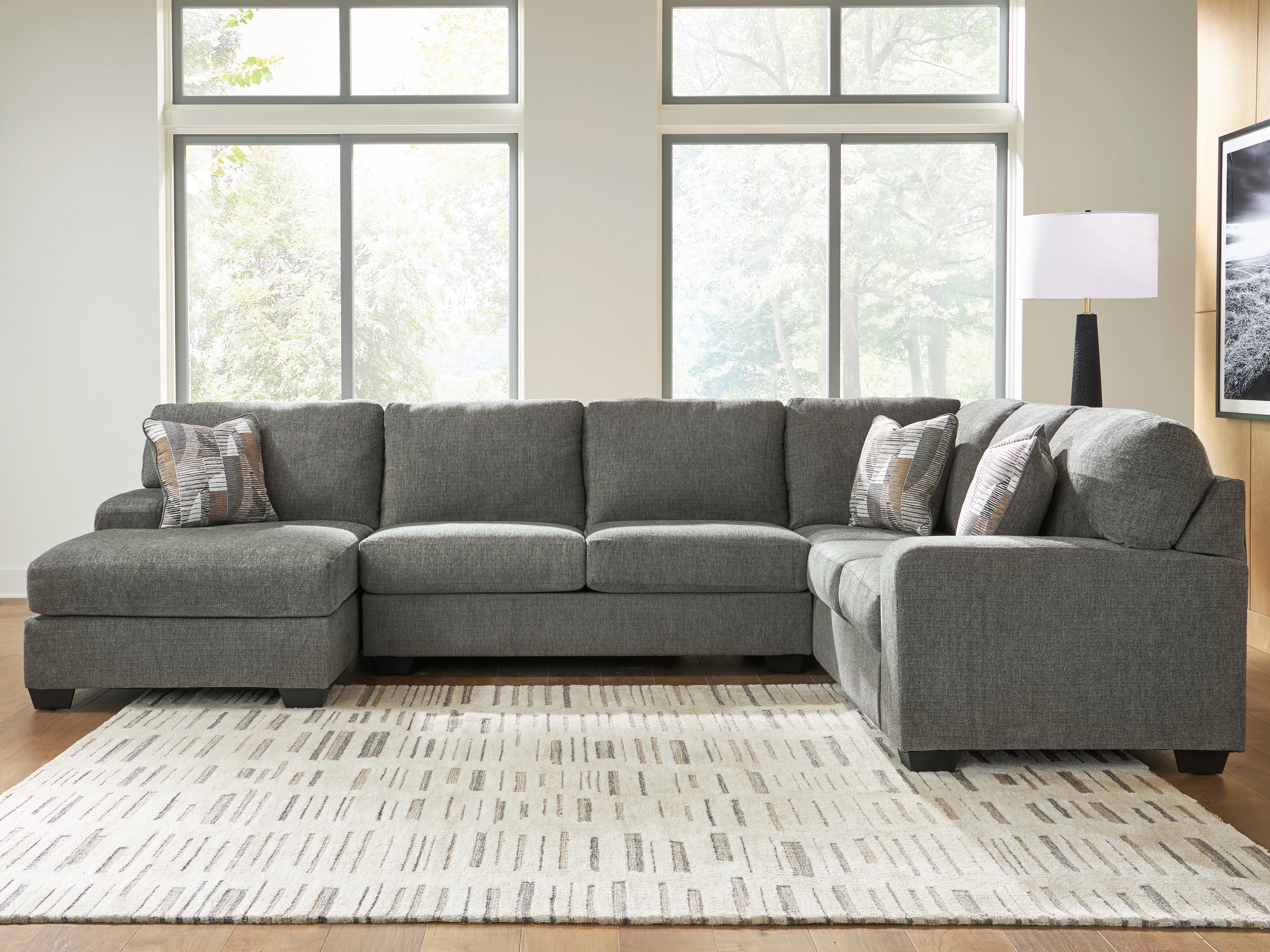 Bay Furniture Gallery - Ashley Furniture - Revenna Sectional - RAF 3-Piece Sleeper Sectional with Chaise / Greystone - PC48405S5