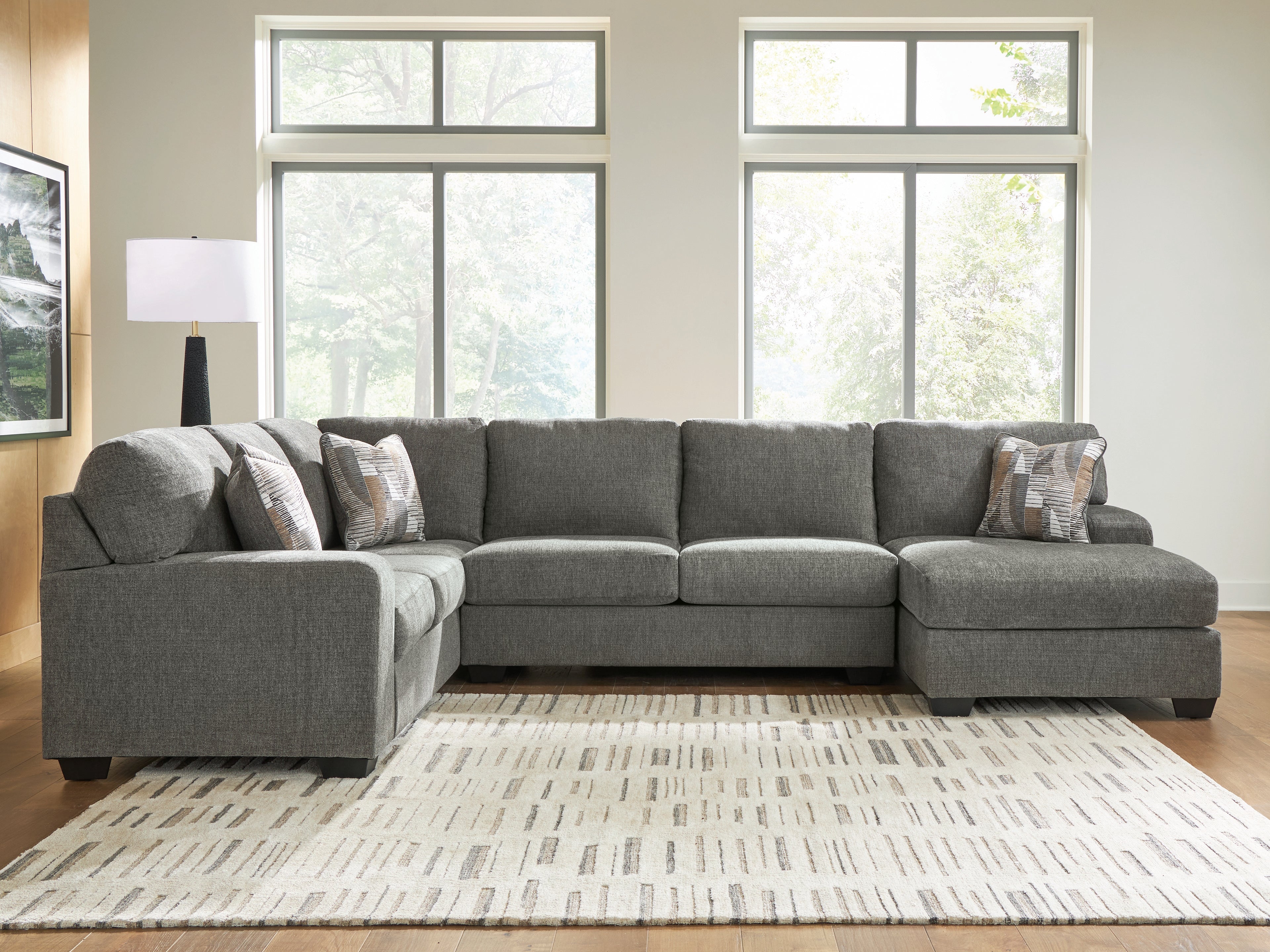 Bay Furniture Gallery - Ashley Furniture - Revenna Sectional - LAF 3-Piece Sleeper Sectional with Chaise / Greystone - PC48405S6
