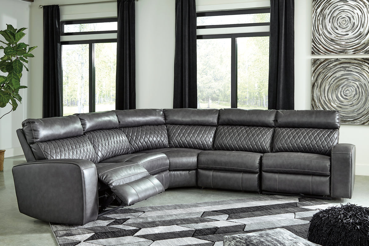 Bay Furniture Gallery - Ashley Furniture - Samperstone Sectional - 2-Piece Power Reclining Sectional Loveseat / Gray - 55203S5