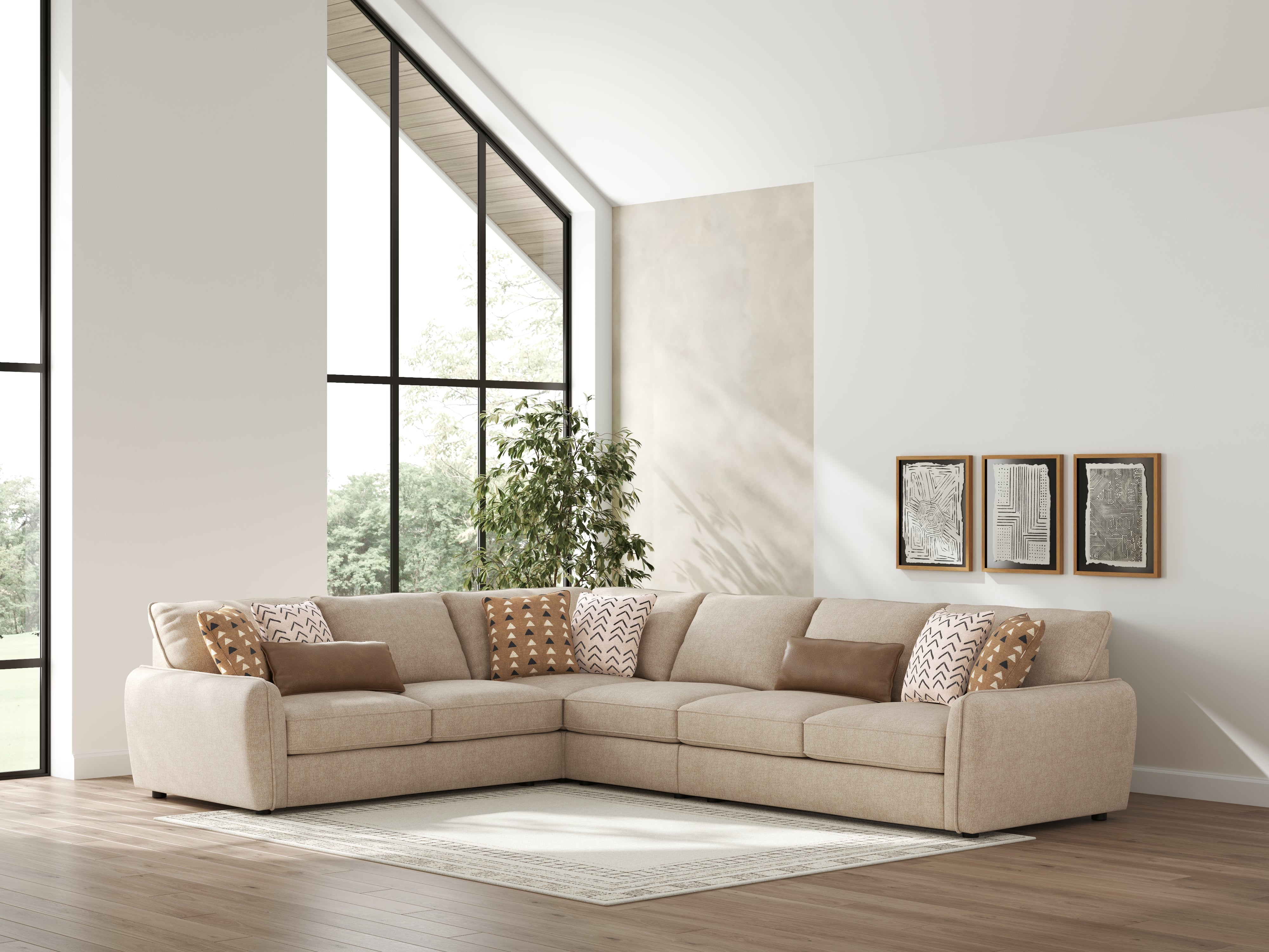 Bay Furniture Gallery - Ashley Furniture - Seyler Sectional - LAF 4-Piece Sectional / Sand - 61405S2