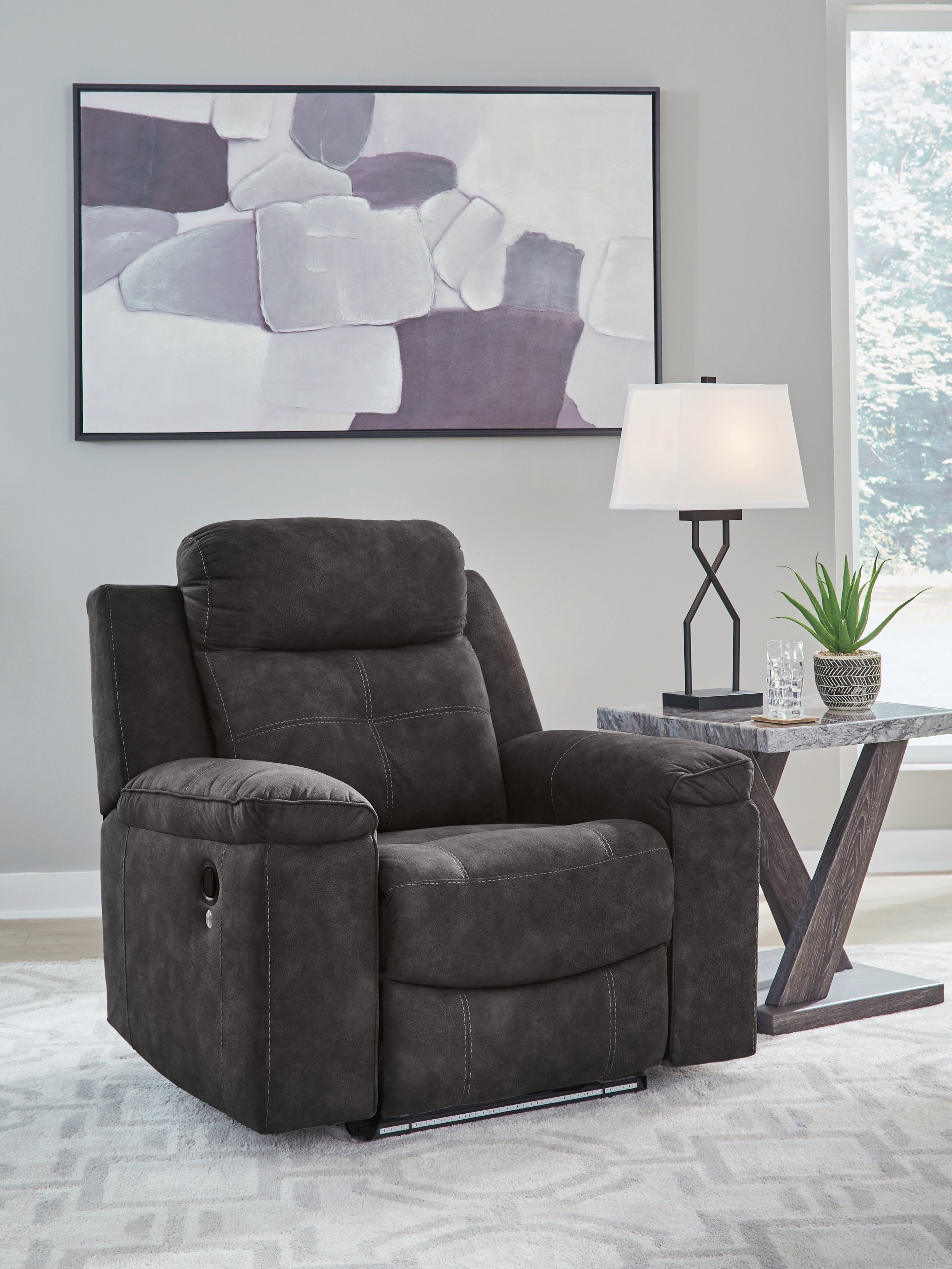 Bay Furniture Gallery - Ashley Furniture - Brysonview Living Room - Zero Wall Recliner / Charcoal - 6360529