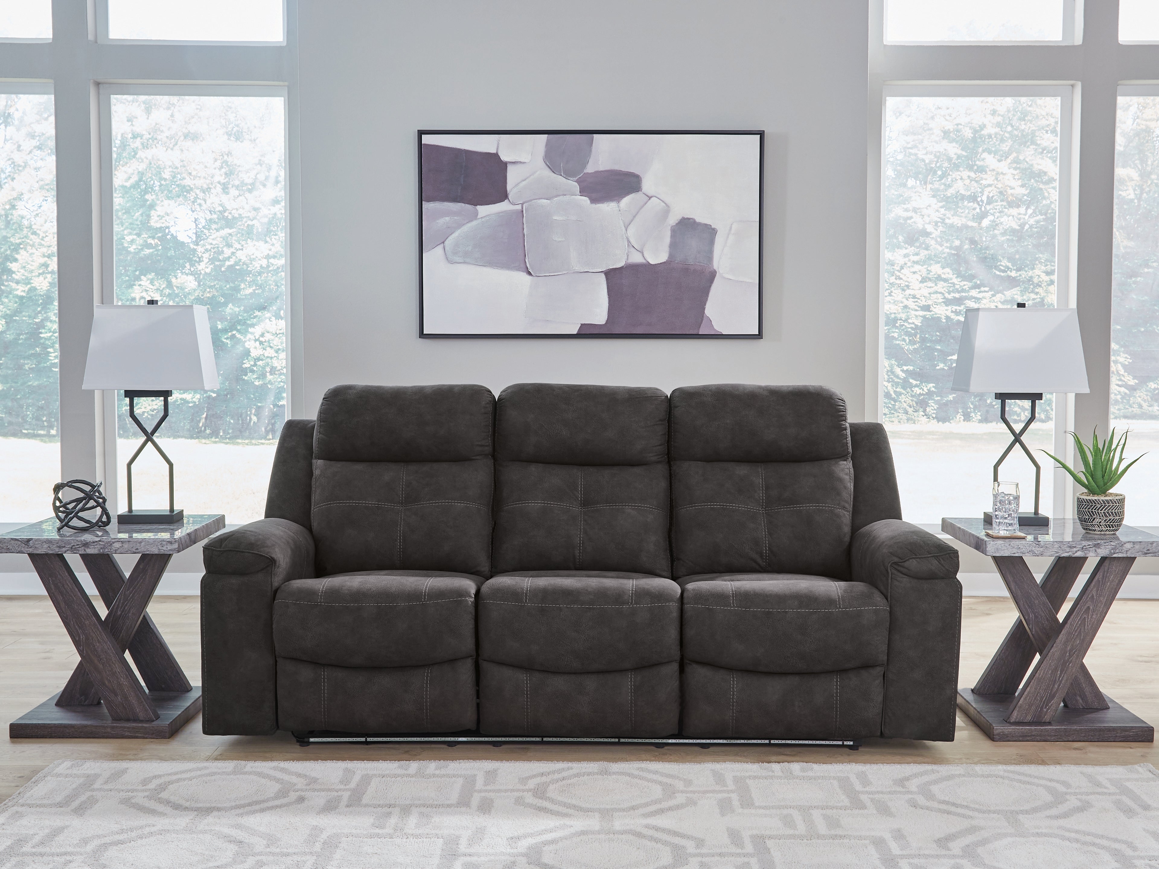 Bay Furniture Gallery - Ashley Furniture - Brysonview Living Room - Reclining Sofa / Charcoal - 6360588