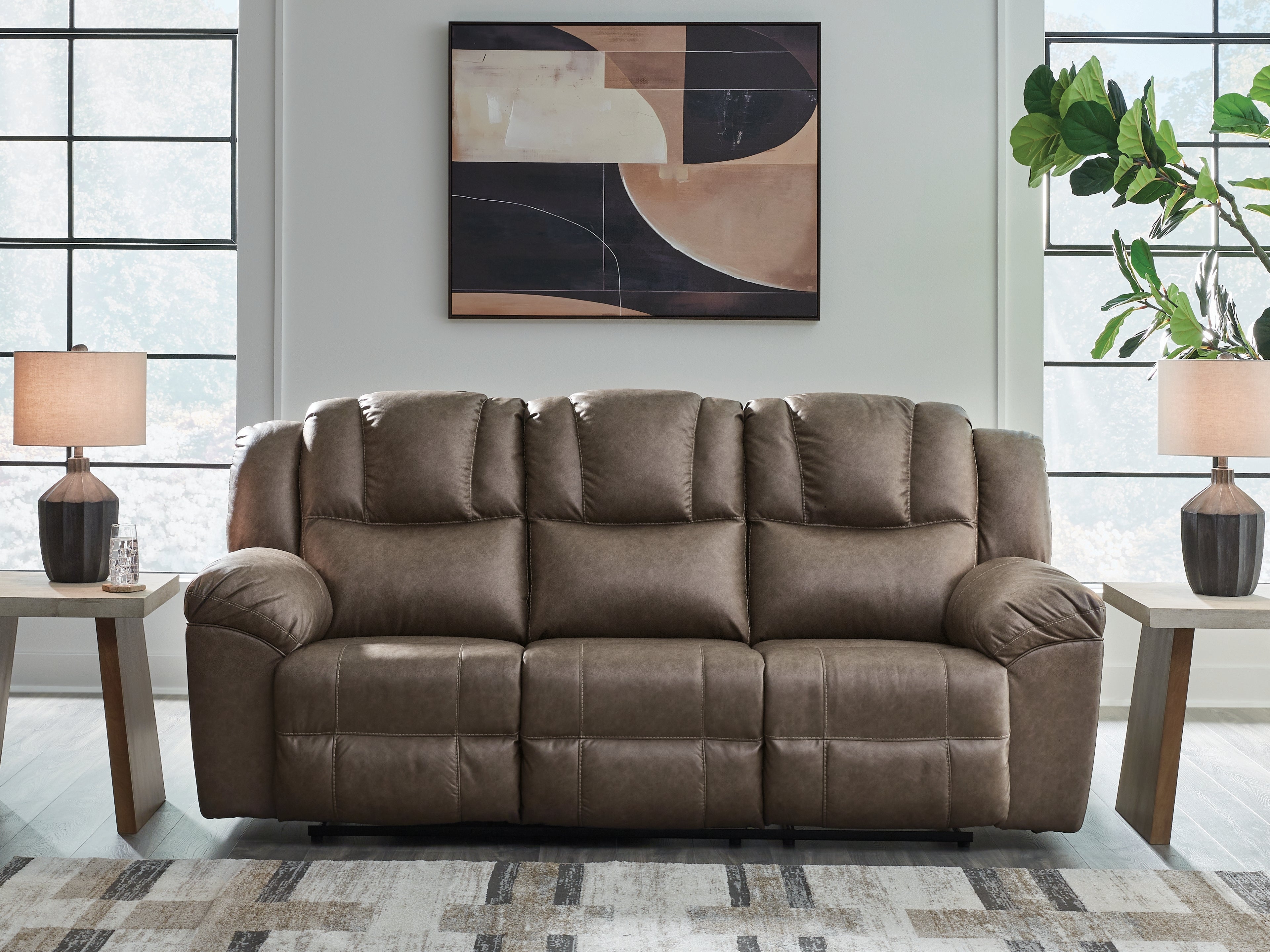 Bay Furniture Gallery - Ashley Furniture - Lowilla Living Room - Reclining Sofa / Driftwood - PC6450688