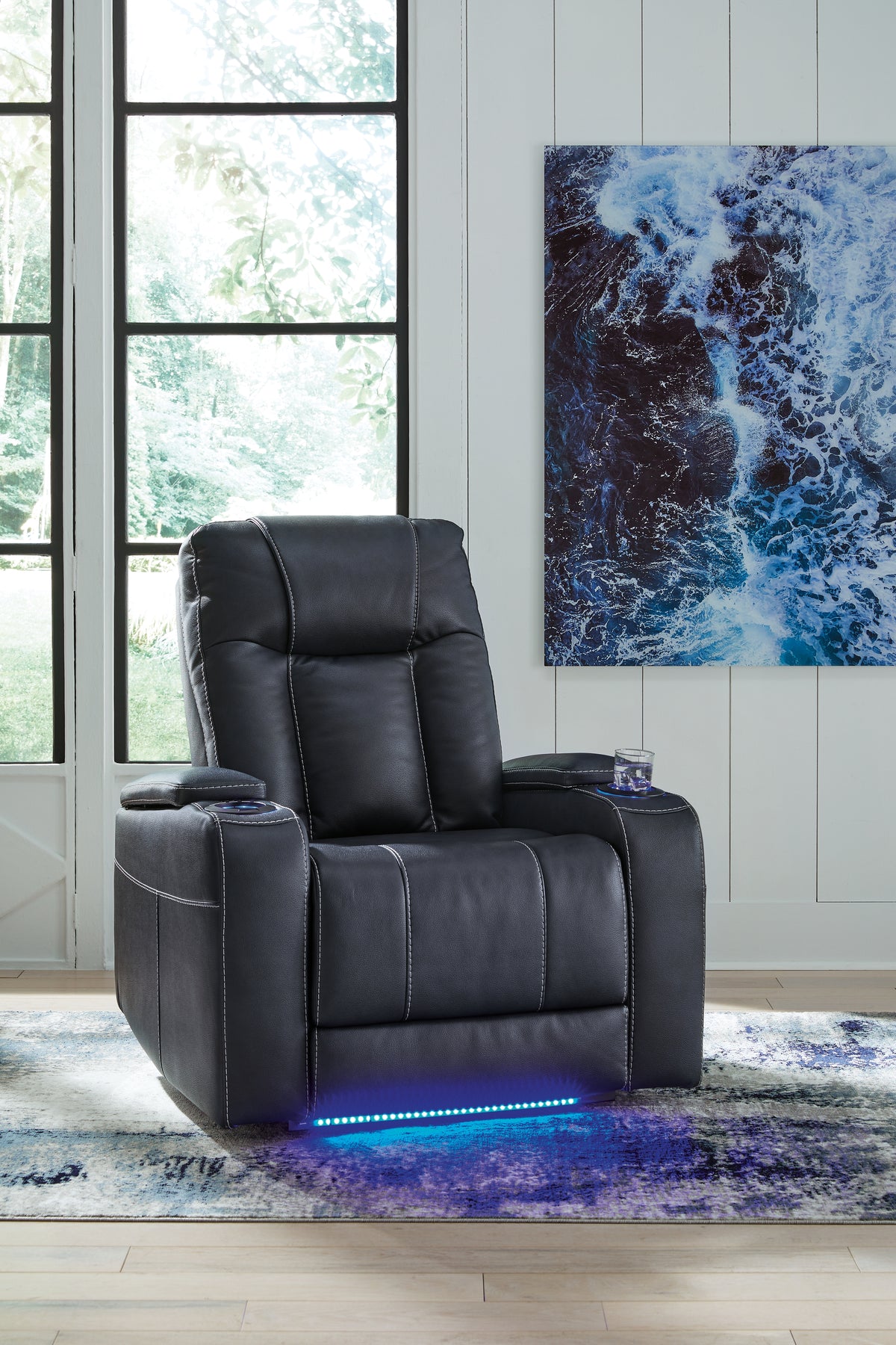 Bay Furniture Gallery - Ashley Furniture - Feazada Living Room - PWR Recliner/ADJ Headrest / Sapphire - 6620613