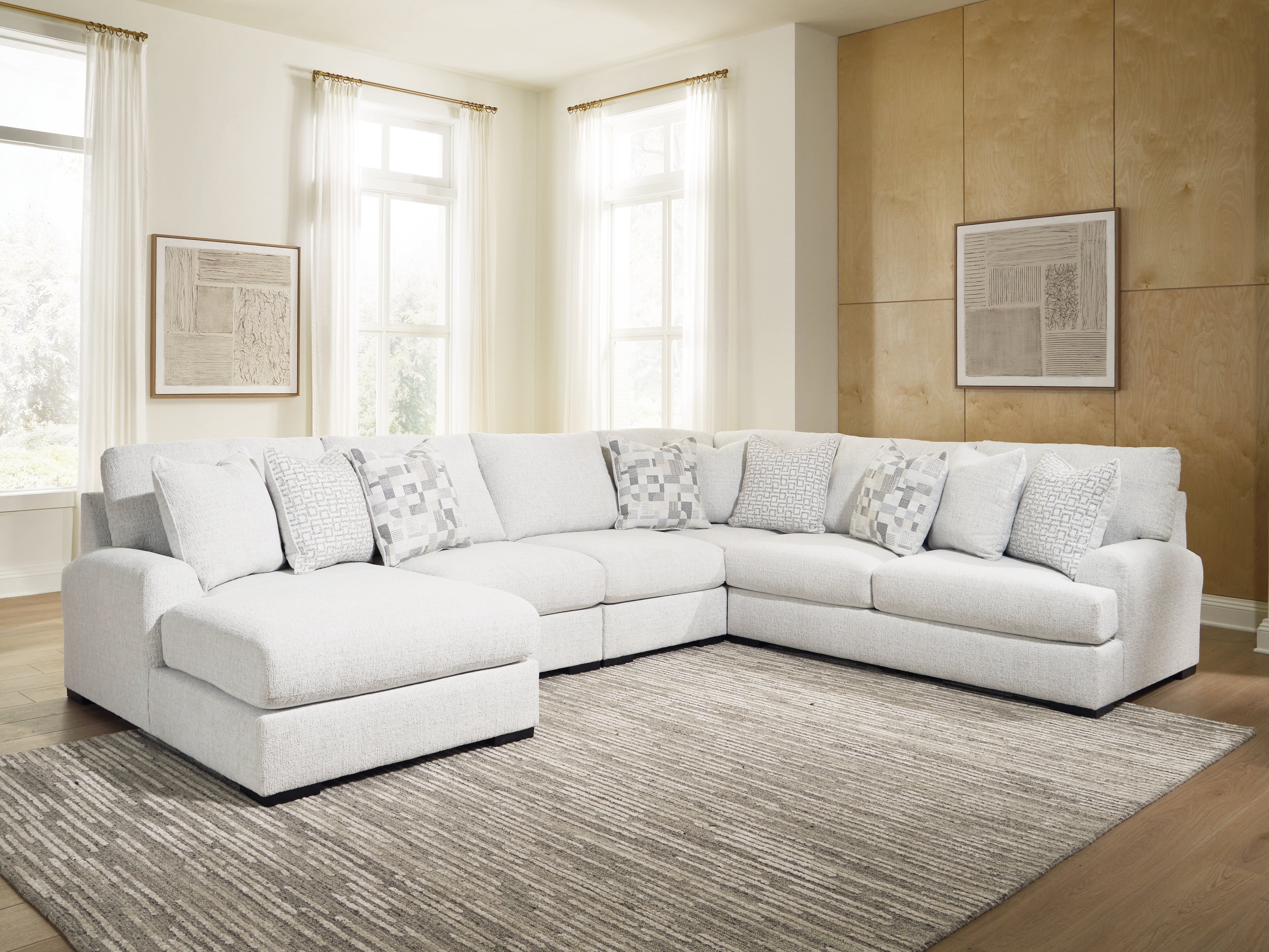 Bay Furniture Gallery - Ashley Furniture - Misty-Lakes Sectional - 5-Piece Sectional with Chaise / Chalk - PC66906S12