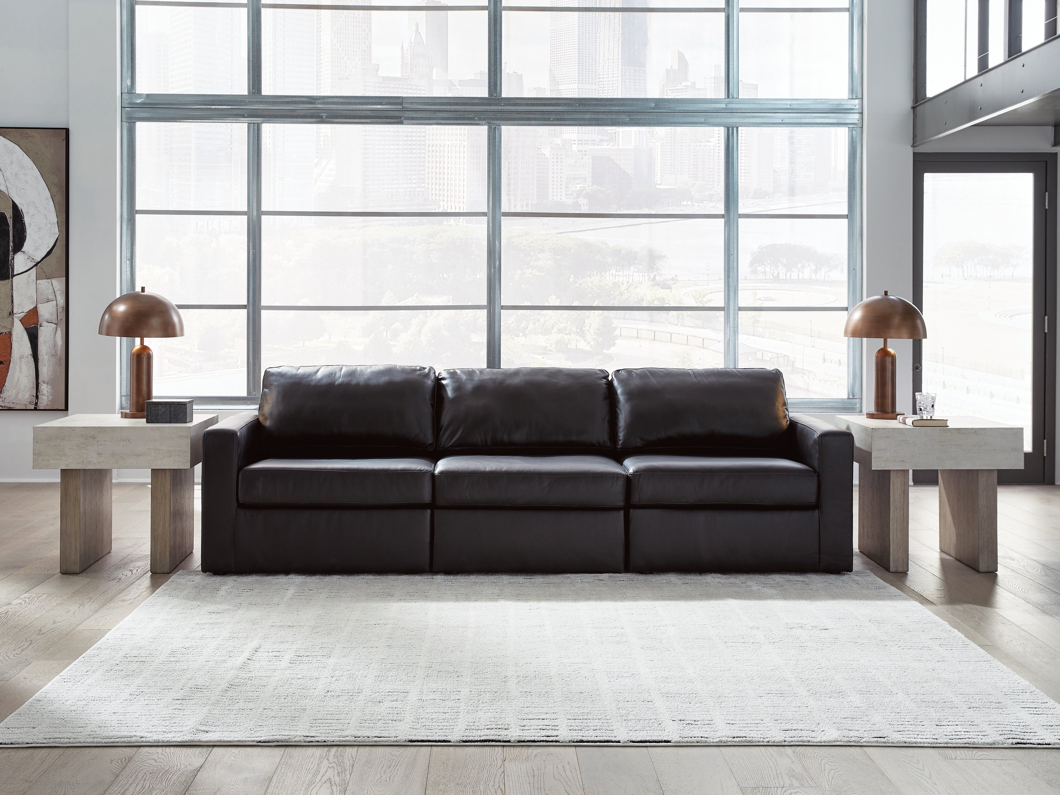 Bay Furniture Gallery - Ashley Furniture - ModMax II Sectional - RAF 3-Piece Sectional Sofa / Black - 74305S2