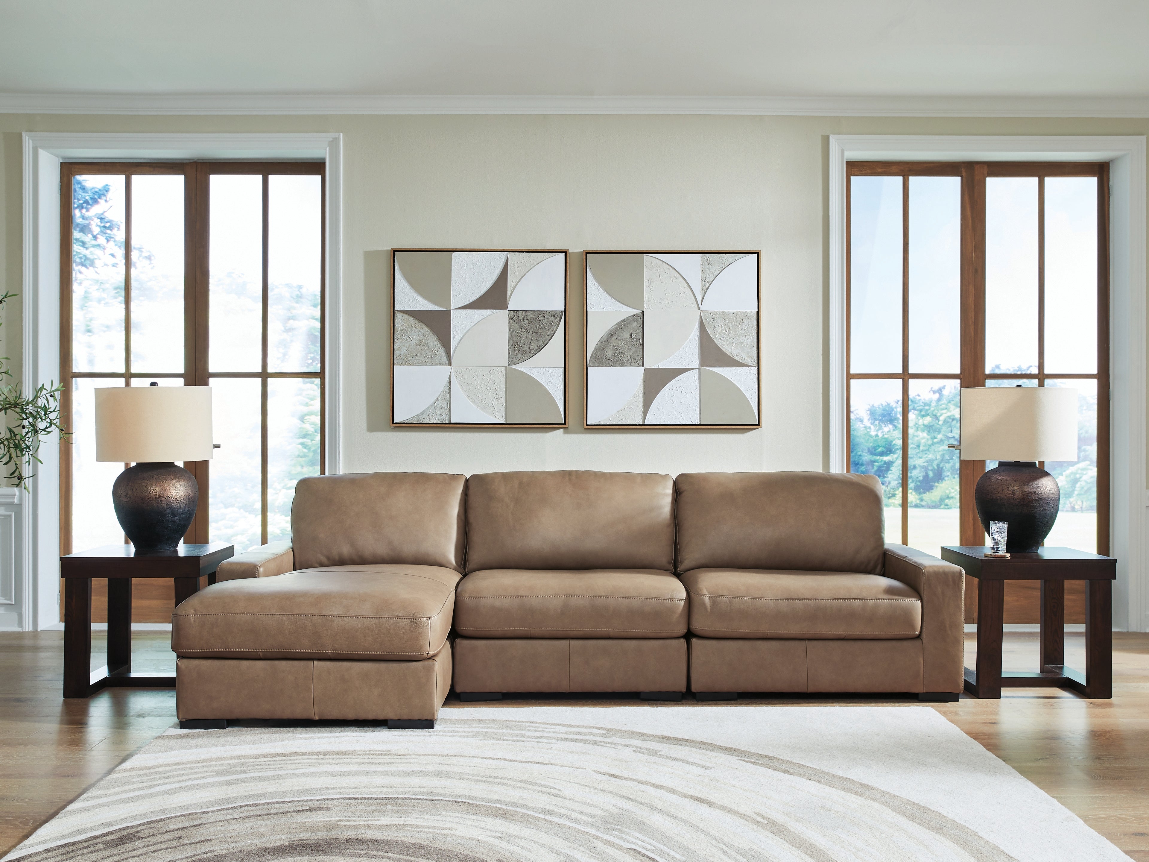 Bay Furniture Gallery - Ashley Furniture - Veronella Sectional - RAF 3-Piece Sectional with Chaise / Sahara - 76106S5
