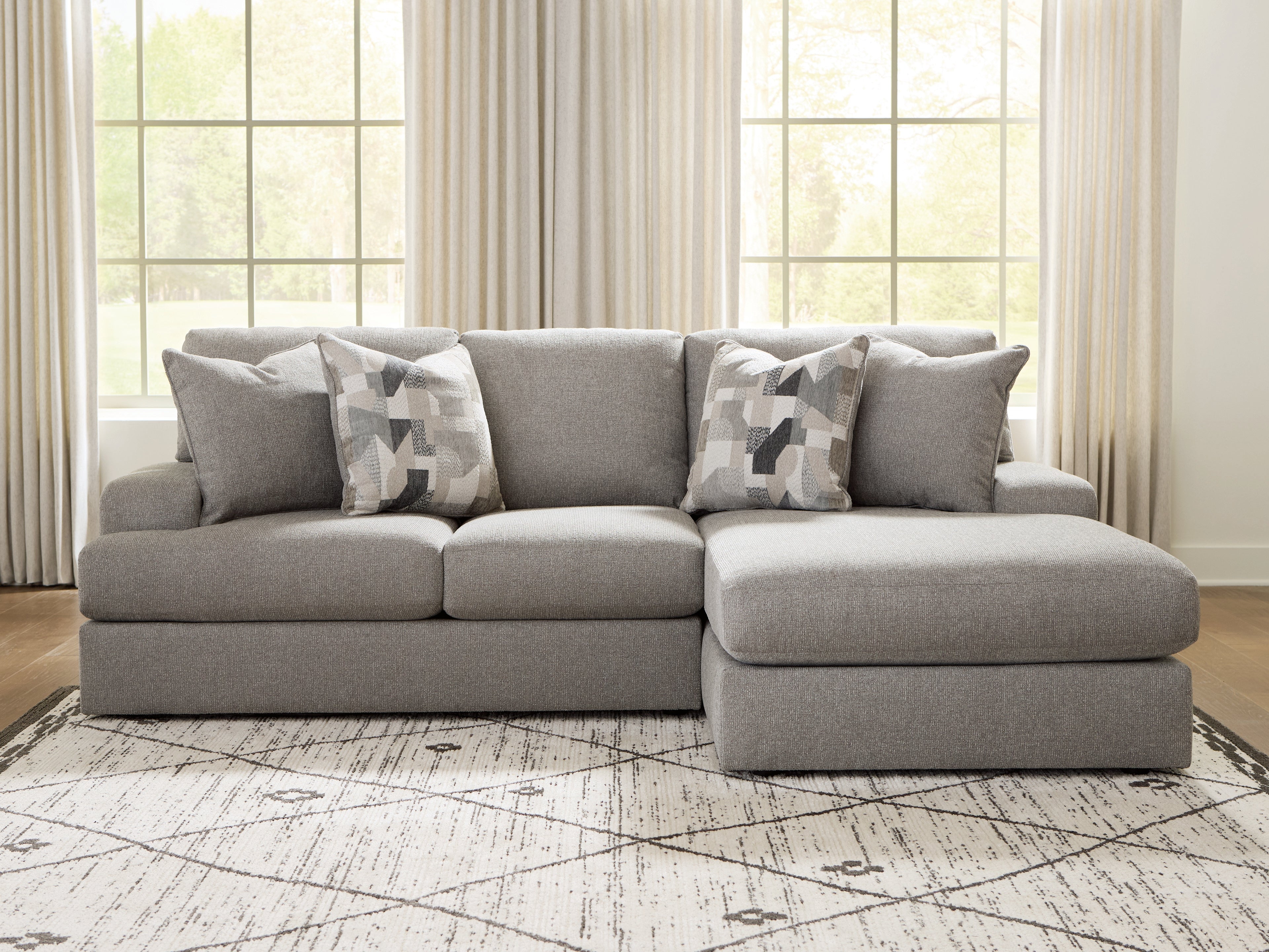 Bay Furniture Gallery - Ashley Furniture - Lindon Sectional - 2-Piece Sectional with Chaise / Smoke - 84704S2