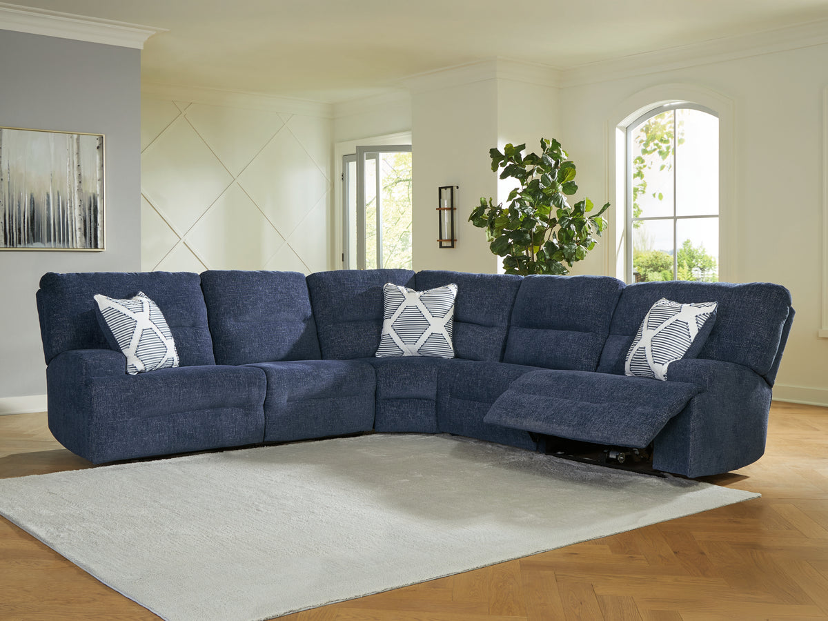 Bay Furniture Gallery - Ashley Furniture - Acklen Place Sectional - 2-Piece Power Reclining Sectional / Navy - 93607S16