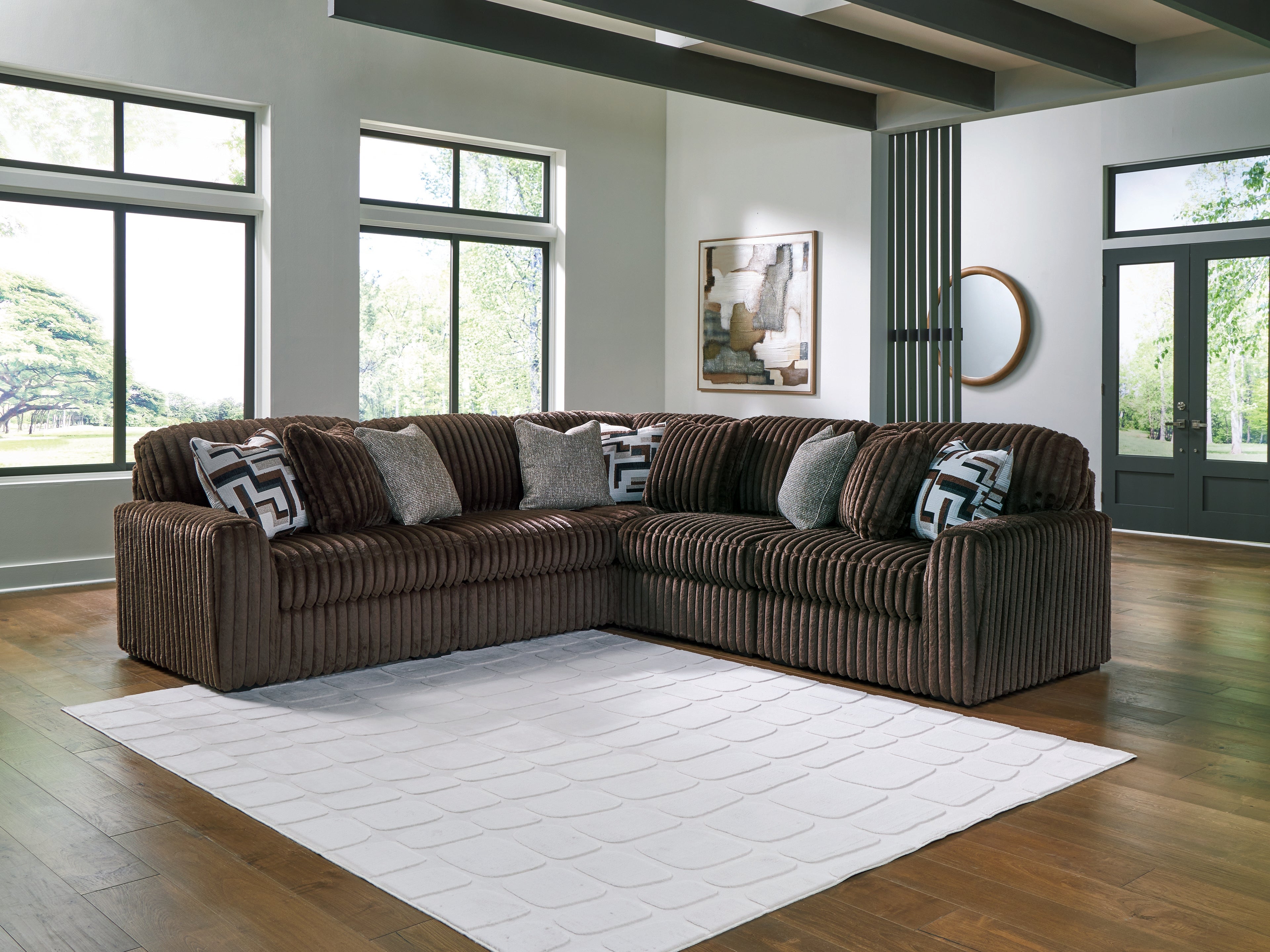Bay Furniture Gallery - Ashley Furniture - Midnight-Madness Sectional - RAF 5-Piece Sectional / Chocolate - 98104S26